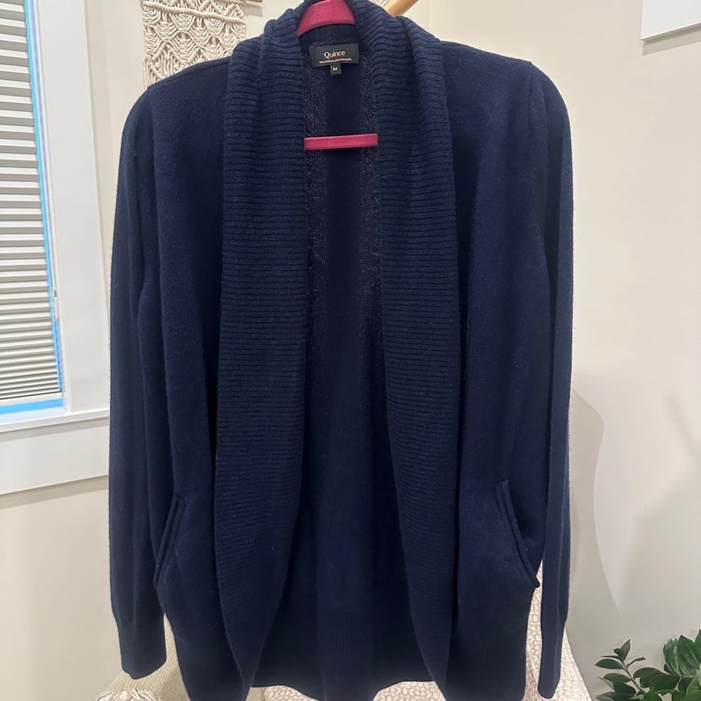 Quince Navy Cashmere Cardigan Women’s M NWOT